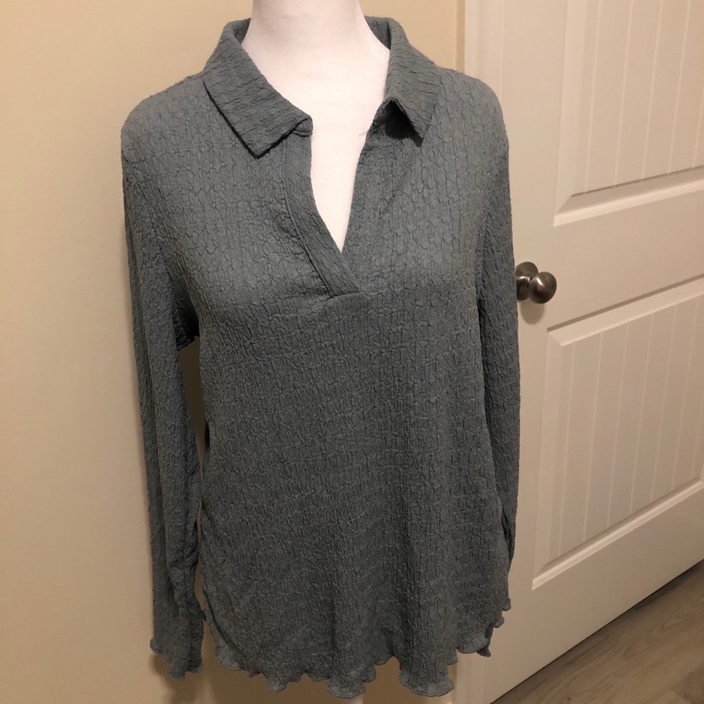 Sanctuary Textured Blue Gray Blouse